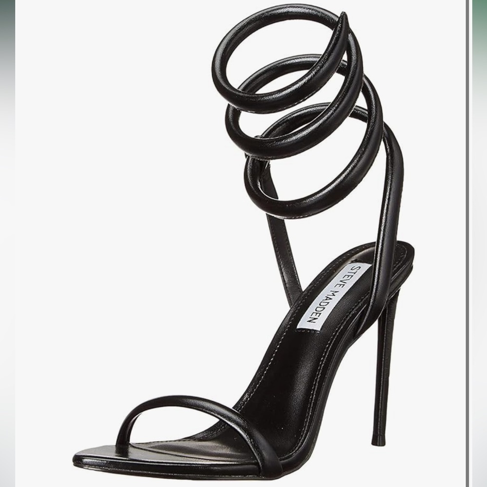 Steve Madden Black Spiral Wrap Around Strap Heels